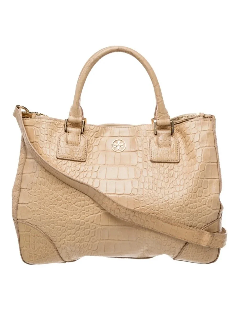 Tory Burch Authentic Embossed Leather Tote Bag